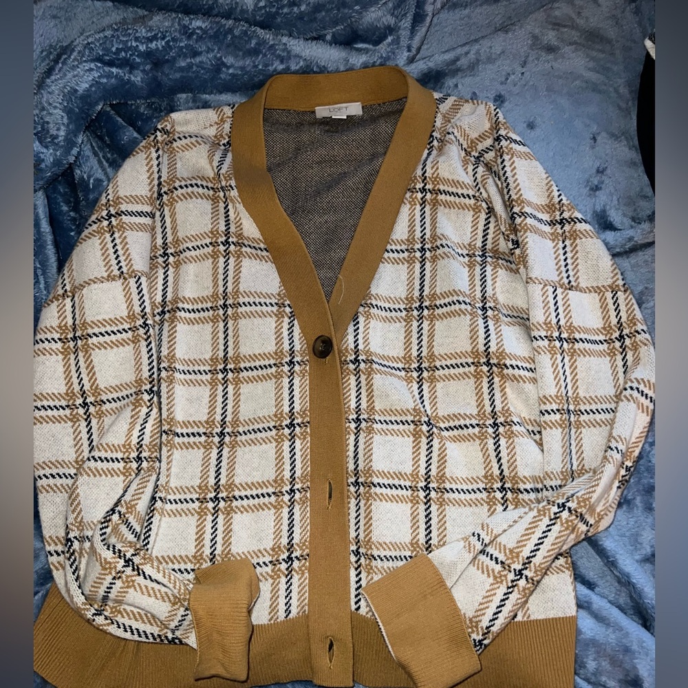 Checkered cardigan from Loft, size XL